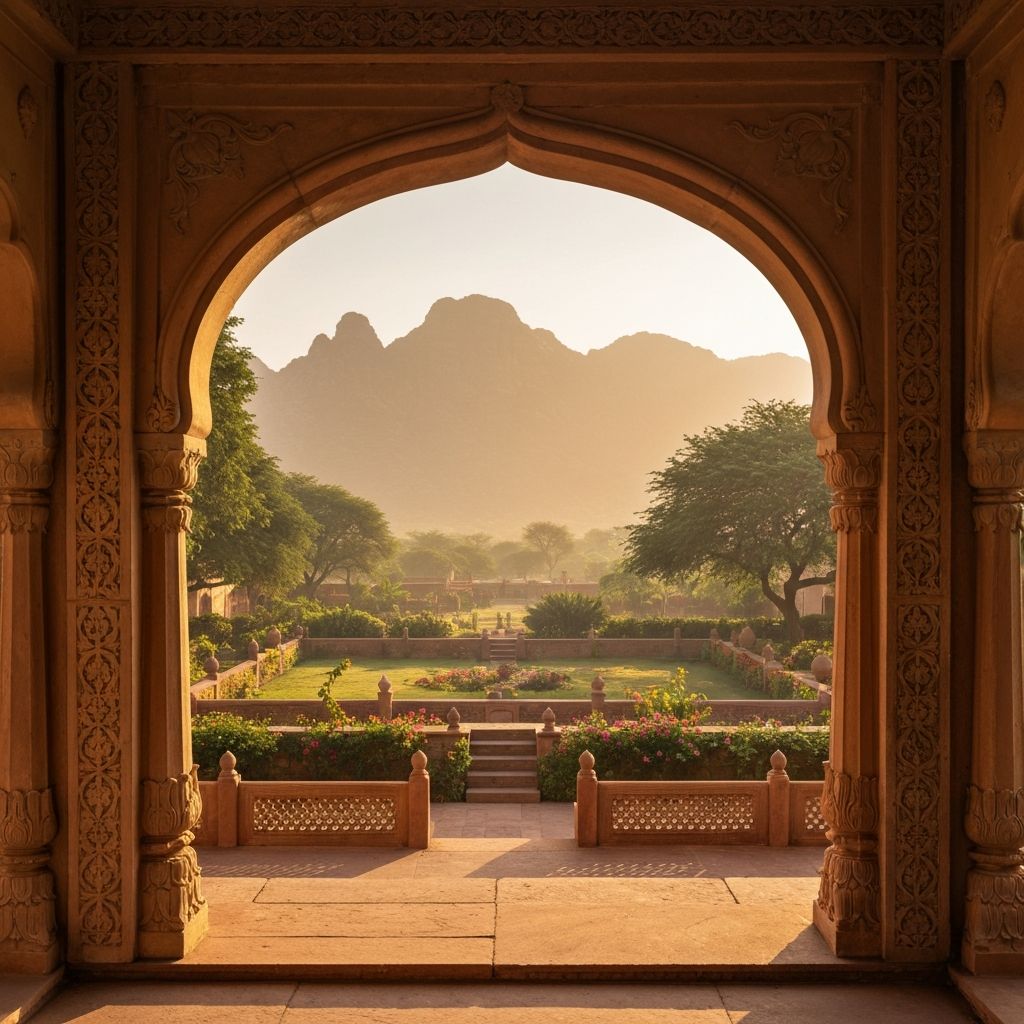 Scenic view through archway