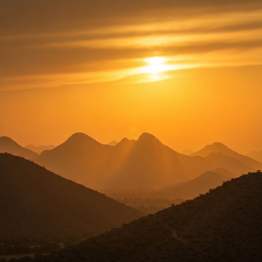 Sunset over Aravalli hills