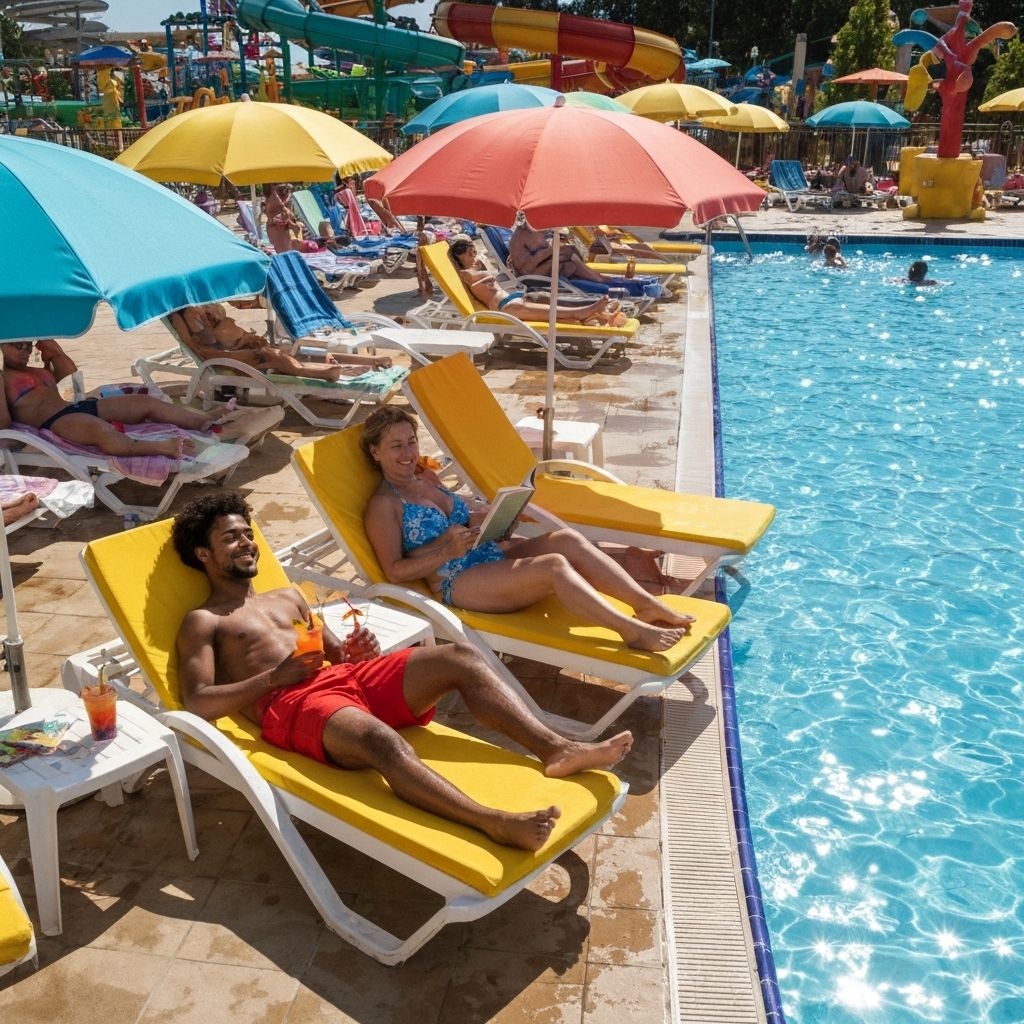 Pool deck area with loungers